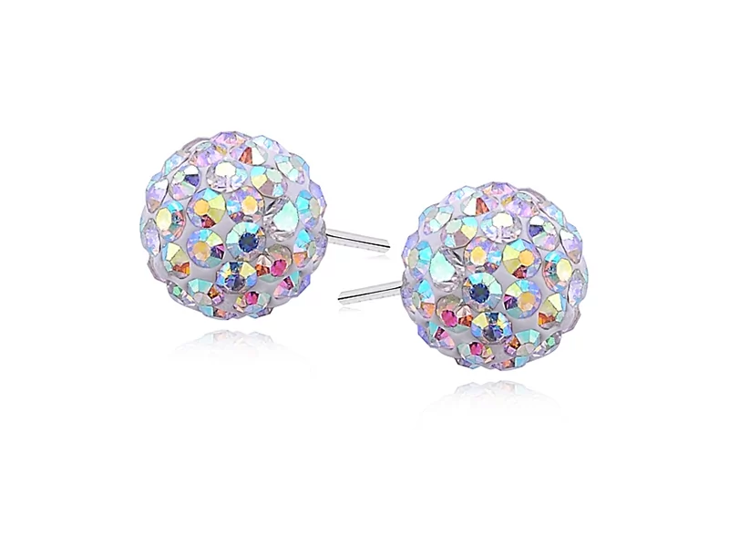 Swarovski Valerio.pl Kolczyki kulki kolorowe kryształki multicolor 10mm shamballa discoball srebro 925 CRH0007E10 CRH0007E10