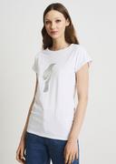 Koszulki i topy damskie - Biały T-shirt damski z wilgą - miniaturka - grafika 1