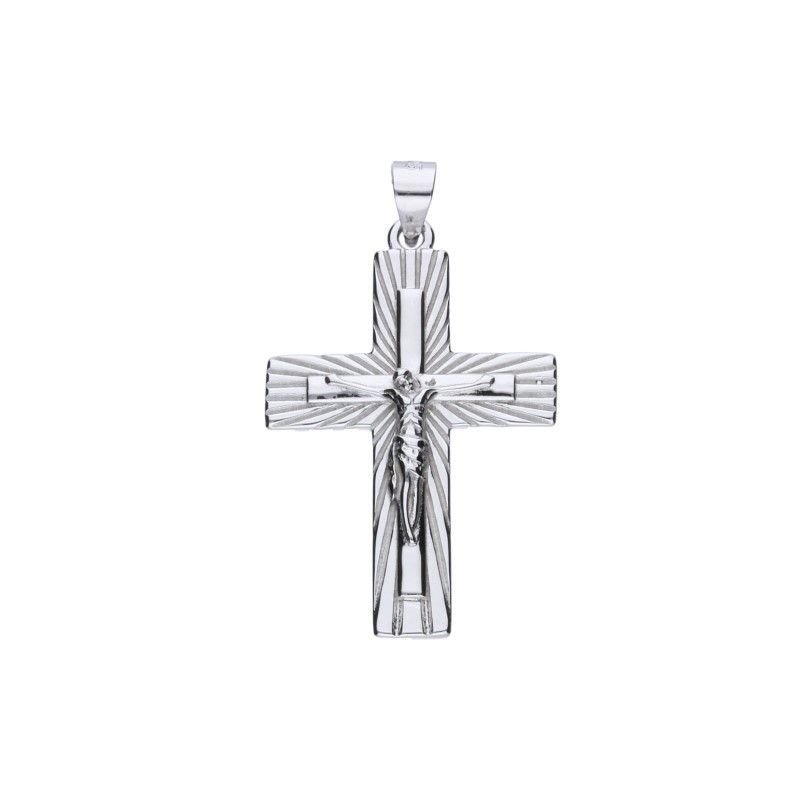 Elegancka Srebrna Zawieszka Krzyżyk z Jezusem 925 Rodowane 21x29mm 2.61g