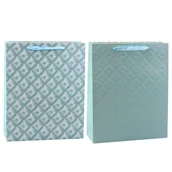 Artykuły biurowe - Torba Prezentowa Z Tłoczeniem Błękitna Turkusowa 32 x 26 x 10cm LEAN - miniaturka - grafika 1