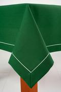 Obrusy i serwetki - Elegancki zielony obrus plamoodporny 140x300 satinet z kremową lamówką - miniaturka - grafika 1