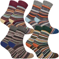 Skarpetki męskie - Skarpetki Modne Stylowe Wygodne Na Prezent Męskie Thermo Kolorowe Grube Ciepłe Norweskie Mer 4-pak 39-42 - miniaturka - grafika 1