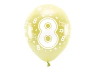 Balony i akcesoria - PartyDeco Balony Eco 33 cm, Cyfra '' 8 '', jasny złoty (1 op. / 6 szt.) ECO33M-208-019J-6 [18075005] - miniaturka - grafika 1