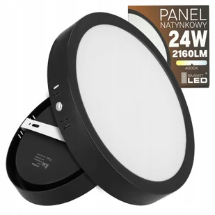 Panel Plafon Sufitowy Led Natynkowy Okrągły Czarny 24W Nie Mruga CCD Lampa - Lampy sufitowe - miniaturka - grafika 1
