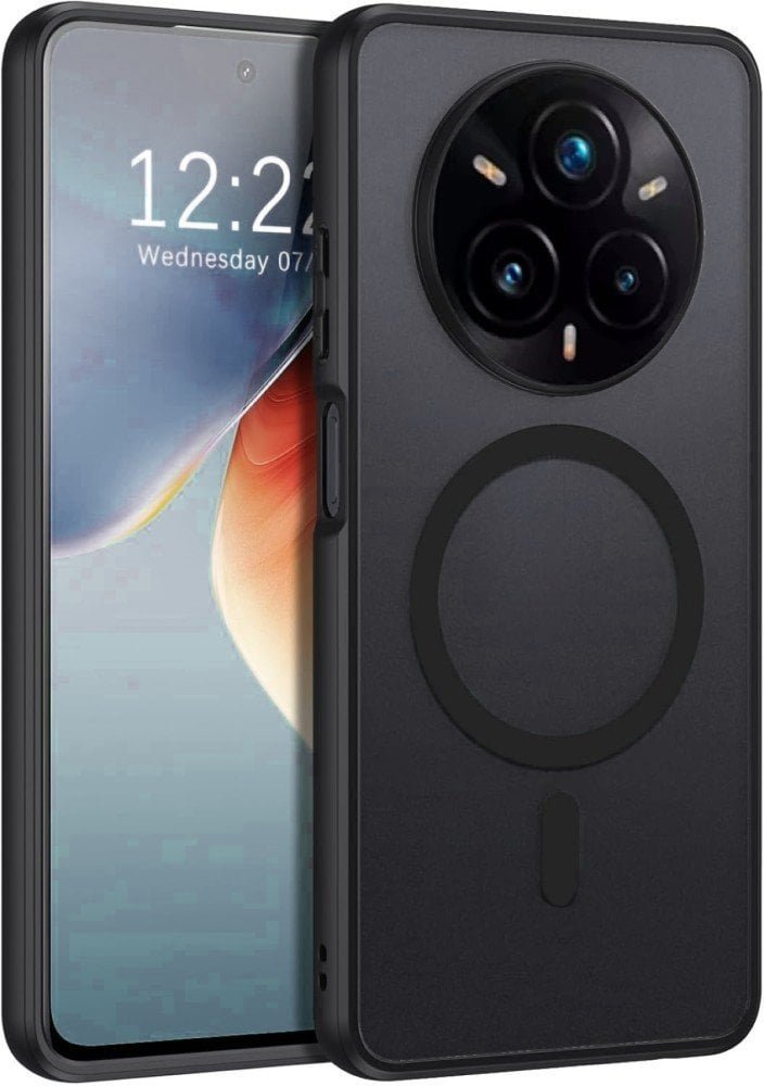 Etui Supero Magnetyczne Magmat do Realme 14 Pro+ 5G, półprzezroczyste-czarne