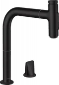 Baterie kuchenne - HANSGROHE 73818670 Metris Select M71 2-otworowa jednouchwytowa bateria kuchenna 200, wyciągana wylewka, 2jet, sBox, mat czarny - miniaturka - grafika 1