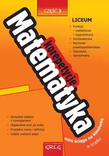 Greg Matematyka korepetycje - rachunek prawdopodobieństwa, klasa 3 liceum - Robert Całka - Podręczniki dla liceum - miniaturka - grafika 1