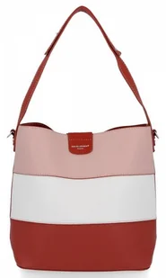 Modna Torebka Damska w Paski firmy David Jones Ceglasta - Torebki damskie - miniaturka - grafika 1