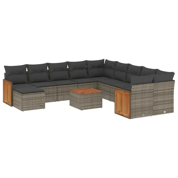 Zestaw mebli ogrodowych modułowych szary rattan PE 55 x 62 x 69 cm