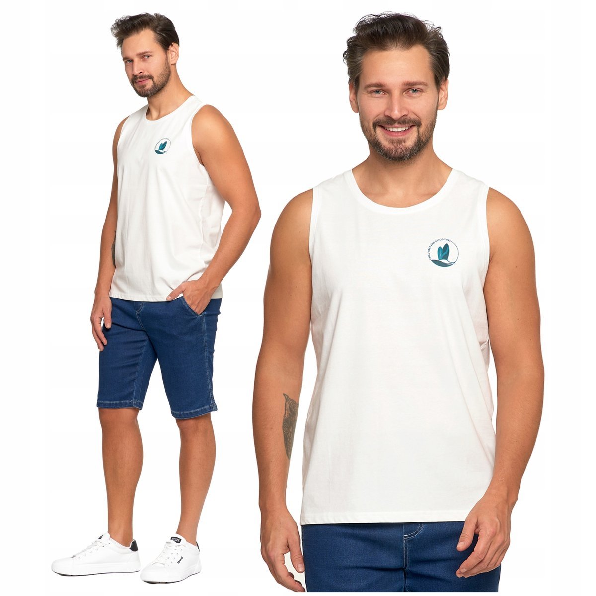 Koszulka Męska Bez Rękawów TANK TOP Podkoszulek Gładki Stylowy MORAJ S
