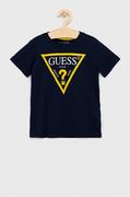 Koszulki dla chłopców - Guess T-shirt bawełniany dziecięcy kolor granatowy z nadrukiem - miniaturka - grafika 1