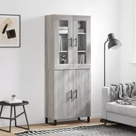 Witryny - vidaXL Witrynka szary dąb sonoma 69,5x34x180cm materiał drewnopochodny - miniaturka - grafika 1