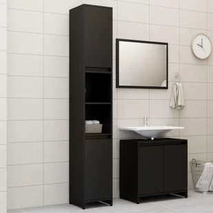 vidaXL vidaXL 3-częściowy zestaw mebli łazienkowych, czarny, płyta wiórowa 8720286166369 - Meble łazienkowe - miniaturka - grafika 1