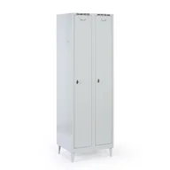 Szafki biurowe - Metalowa szafka ubraniowa na nogach, 2-drzwiowa, 1920 x 600 x 500 mm, zamek obrotowy, drzwi szare - miniaturka - grafika 1