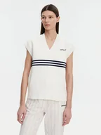 Swetry damskie - adidas Sweter 3-Stripes JJ3486 Biały Loose Fit - miniaturka - grafika 1