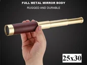 Lunety i akcesoria - Klasyczna Metalowa Składana Luneta Teleskopowa RETRO SPYGLASS HD (25x30) + Pokrowiec. - miniaturka - grafika 1