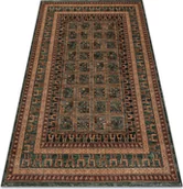 Dywany - Dywan wełniany KASHQAI 4349 400 orientalny, ramka zielony 80x160 cm - miniaturka - grafika 1