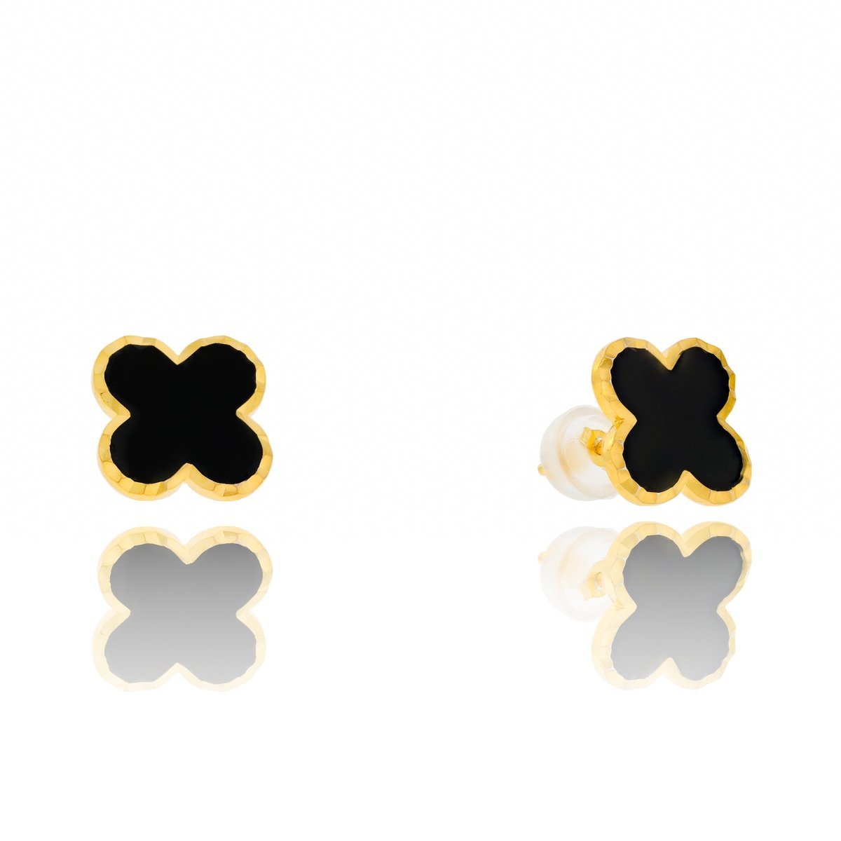 Srebrne pozłacane kolczyki koniczyna marokańska sztyfty pr. 925