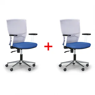 Fotel biurowy, krzesło biurowe B2B Partner Krzesło biurowe Haag 1+1 GRATIS, szaro/ niebieskie 415047 - Fotele i krzesła biurowe - miniaturka - grafika 1