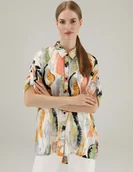 Koszule damskie - KOLOROWA KOSZULA Z JEDWABIEM 121-S143 AVOCADO - Unisono - miniaturka - grafika 1