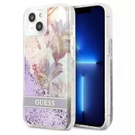 Etui i futerały do telefonów - Guess GUHCP13MLFLSU iPhone 13 6,1" fioletowy/purple hardcase Flower Liquid Glitter - miniaturka - grafika 1