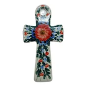 Ozdoby bożonarodzeniowe - Ceramiczny krzyż wiszący Ceramika Bolesławiec - miniaturka - grafika 1