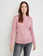 Swetry damskie - GERRY WEBER Sweter z półgolfem i ażurowym haftem Różowy 44/L - miniaturka - grafika 1