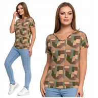 Bluzki damskie - BLUZKA DAMSKA Koszulka z Krótkim Rękawem Modny Wzór Kolorowa MORAJ 3XL - miniaturka - grafika 1