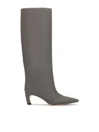 Kozaki damskie - Szare kozaki na obcasie kitten heels - miniaturka - grafika 1