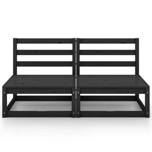 vidaXL 2-osobowa sofa ogrodowa, czarna, lite drewno sosnowe - Ławki ogrodowe - miniaturka - grafika 1