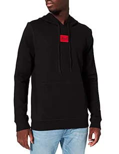HUGO Daratschi214 męska bluza z kapturem z bawełny Terry z czerwonym logo, czarny (Black1), XS - Bluzy męskie - miniaturka - grafika 1