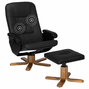Fotele - Shumee Fotel do masażu podgrzewany z podnóżkiem ekoskóra czarny RELAXPRO 2665 - miniaturka - grafika 1