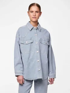 Pieces Aksamitna koszula w kolorze błękitnym - Koszule damskie - miniaturka - grafika 1