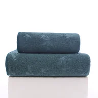 Ręczniki - FEBE Ręczniki Ręcznik kąpielowy 70x140 + 50x100 cm Ciemnozielony zestaw ręczników Ręcznik kąpielowy frotte z bambusowym wzorem Ręcznik z mikrofibry - miniaturka - grafika 1
