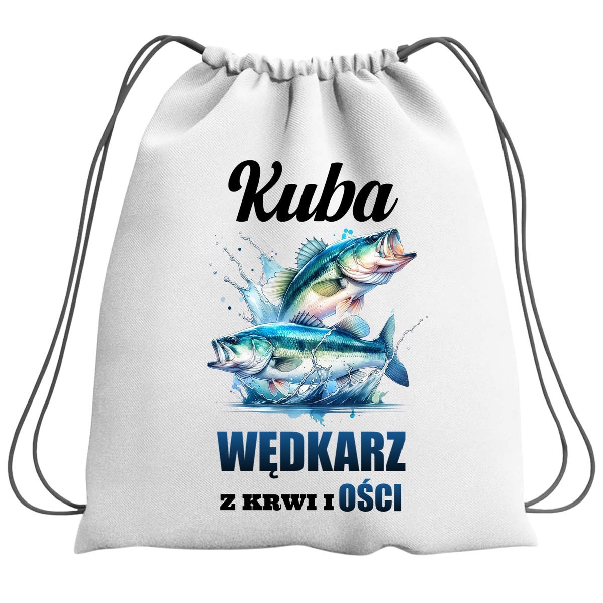 Plecak Worek Dla Wędkarza Ryby Szkolny Na Buty WF Obuwie Z Napisem