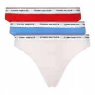 Majtki damskie - TOMMY HILFIGER STRINGI DAMSKIE MAJTKI 3P CZERWONE/NIEBIESKIE/RÓŻOWE r. S - miniaturka - grafika 1