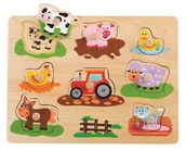 Układanki dla dzieci - Lelin Układanka z uchwytami Przyjaciele z farmy i traktor L20064 - miniaturka - grafika 1