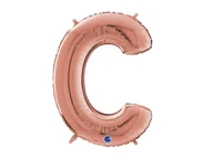 Balony i akcesoria - Balon foliowy litera C różowe złoto - 66 cm - 1 szt. - miniaturka - grafika 1