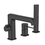 Baterie wannowe i prysznicowe - Laveo Pola bateria nawannowo-prysznicowa 3-otworowa czarny BAP713D - miniaturka - grafika 1