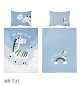Pościel dla dzieci - Detexpol Pościel bawełniana 90x120 Jednorożec 3614 A niebieska biała chmury tęcza dziecięca Kids 1 - miniaturka - grafika 1