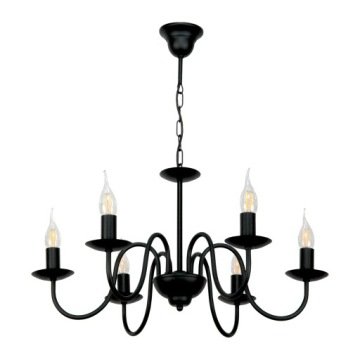Lampa Wisząca Sufitowa Żyrandol Led Retro Do Salonu Vintage Czarna 6xE14