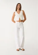 Swetry damskie - Stradivarius Dzianinowy top z guzikami Ecru XS - miniaturka - grafika 1