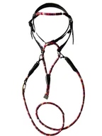 Maskotki i pluszaki - Ogłowie dla Hobby Horse A3-A4 - typ bosal w kolorze czerwonym z wodzami - miniaturka - grafika 1