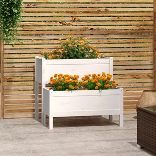 vidaXL Donica, biała, 84,5x84x75 cm, lite drewno sosnowe - Pozostałe narzędzia ogrodowe - miniaturka - grafika 1