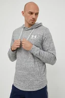 Bluzy męskie - Under Armour bluza 1370401 męska kolor szary z kapturem z nadrukiem - miniaturka - grafika 1