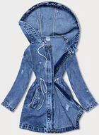 Kurtki damskie - LUŹNA JEANSOWA DAMSKA KURTKA DENIM NIEBIESKA (POP7120-K) - P.O.P. SEVEN - miniaturka - grafika 1