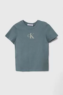 Koszulki dla chłopców - Calvin Klein Jeans t-shirt bawełniany dziecięcy kolor niebieski z nadrukiem - grafika 1