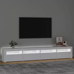Lumarko Szafka pod TV z oświetleniem LED, biała, 240x35x40 cm - Szafki RTV - miniaturka - grafika 4