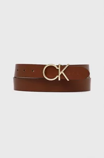 Paski - Calvin Klein pasek skórzany damski kolor brązowy - grafika 1