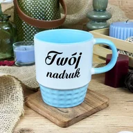 Kubki - Pastelowy jasnoniebieski kubek Diamond z Twoim nadrukiem - miniaturka - grafika 1